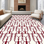 Maroon Abstract Linked Oval Pattern Rug
