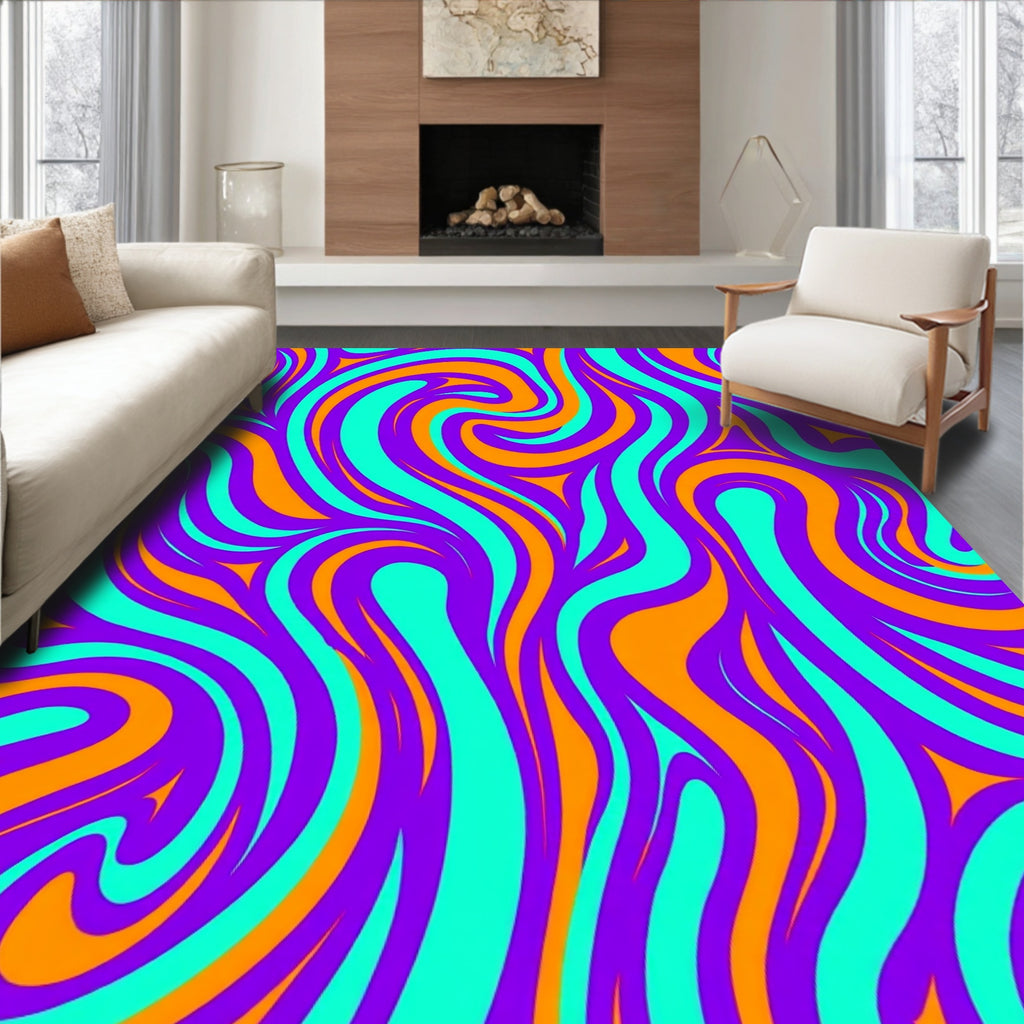Swirling Pattern Vibrant Colors Rug