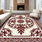 Ornate Floral Vine Mandala Border Rug