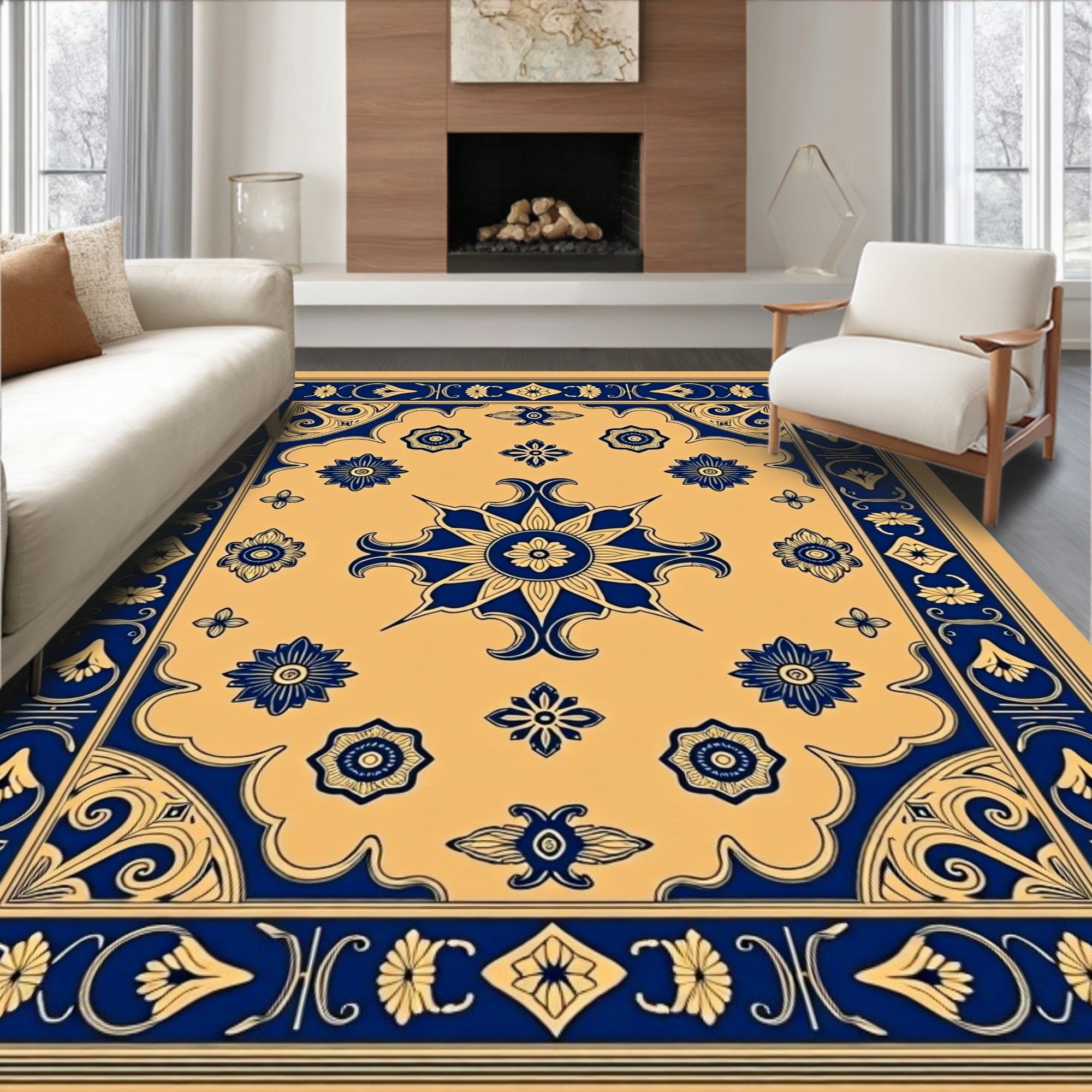 Intricate Floral Medallion Pattern Rug