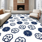 Classic Navy Floral Pattern Rug