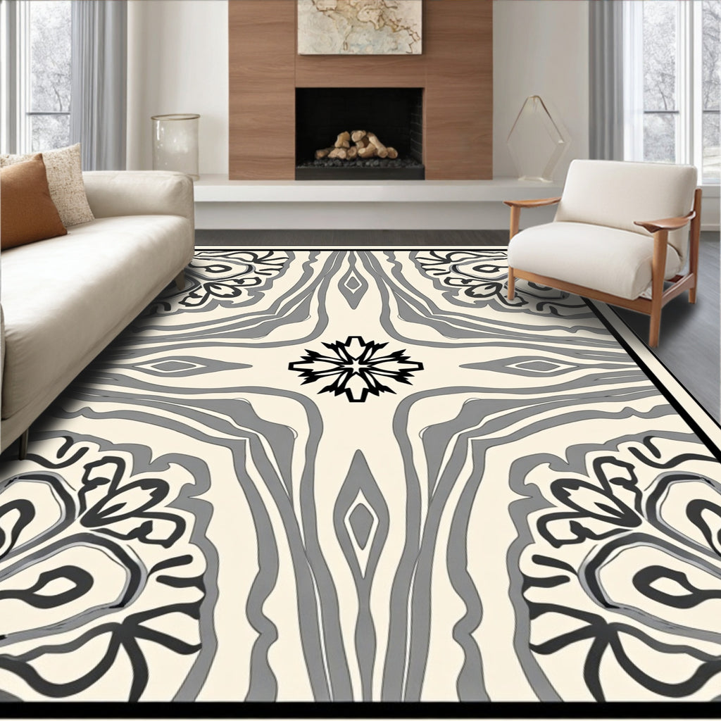 Abstract Floral Symmetry Pattern Design Rug