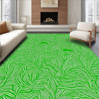 Lush Green Wavy Leaf Pattern Rug