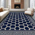 Classic Hexagon Pattern With Greek Key Border Rug