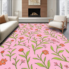 Pink Orange Floral Vine Pattern Rug