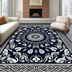 Classic Intricate Floral Swan Pattern Rug