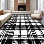 Classic Black White Plaid Pattern Design Rug