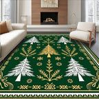 Emerald Forest Pine Snowflakes Rug