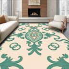 Teal Leafy Ornament Pattern Rug