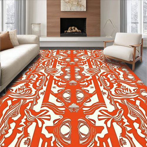 Abstract Floral Pattern With Faces Rug