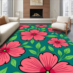 Bold Orchid Pink Floral Tropical Pattern Rug