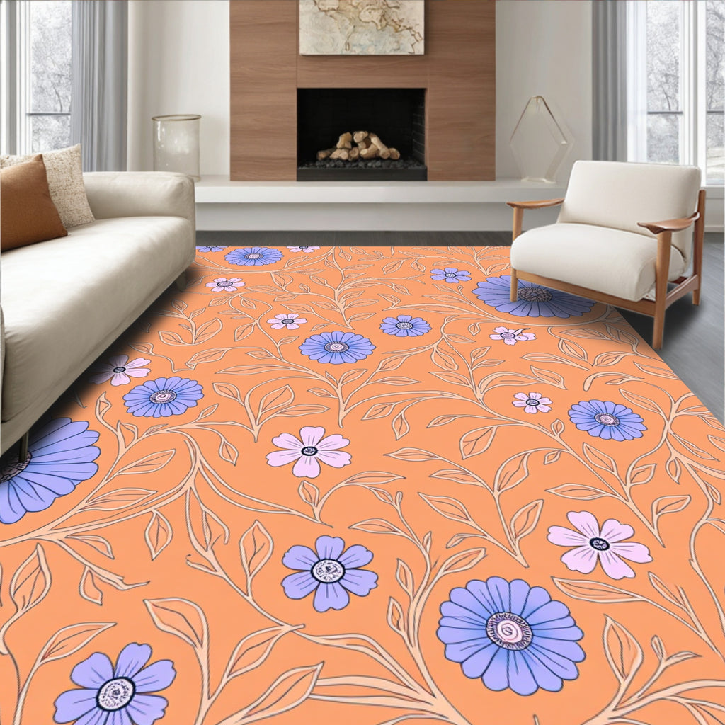 Vintage Floral Vines Pattern Design Rug
