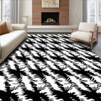Black White Abstract Diagonal Design Rug