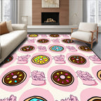 Playful Donut Floral Pattern Rug