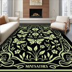 Light Green Butterfly Floral Art Nouveau Rug
