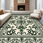 Intricate Floral Medallion Scrollwork Design Rug