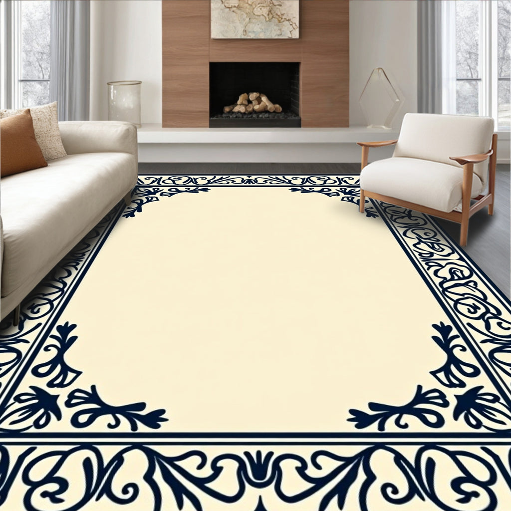 Elegant Floral Border Design Rug