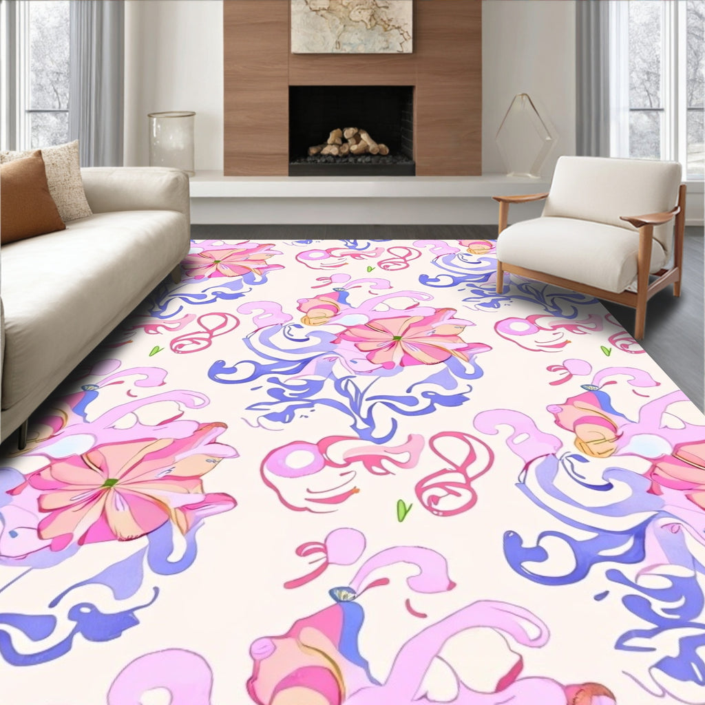 Whimsical Floral Swirls Pastel Rug