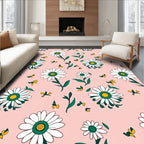 Daisies and Bees Pattern Design Rug
