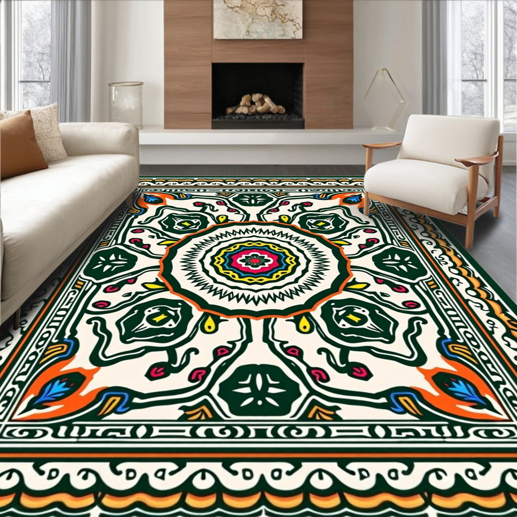 Colorful Intricate Floral Mandala Pattern Rug
