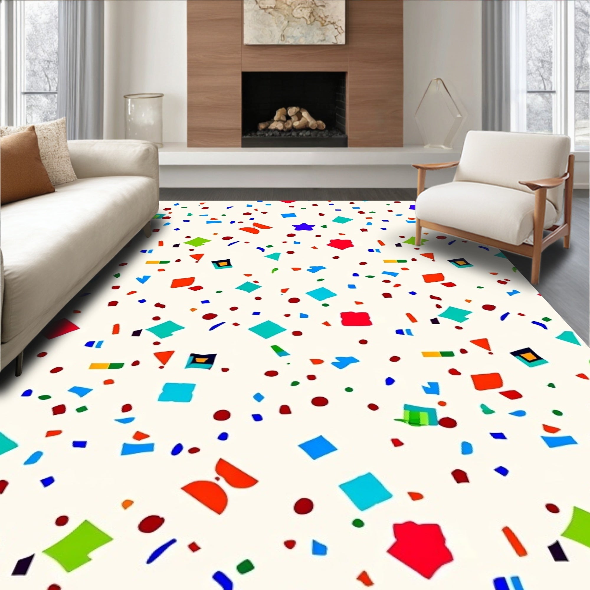 Colorful Confetti Shape Pattern Rug