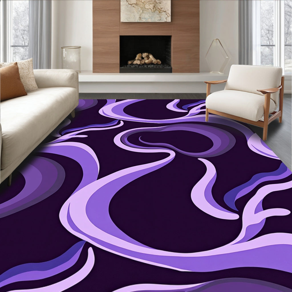 Purple Swirls Abstract Pattern Design Rug