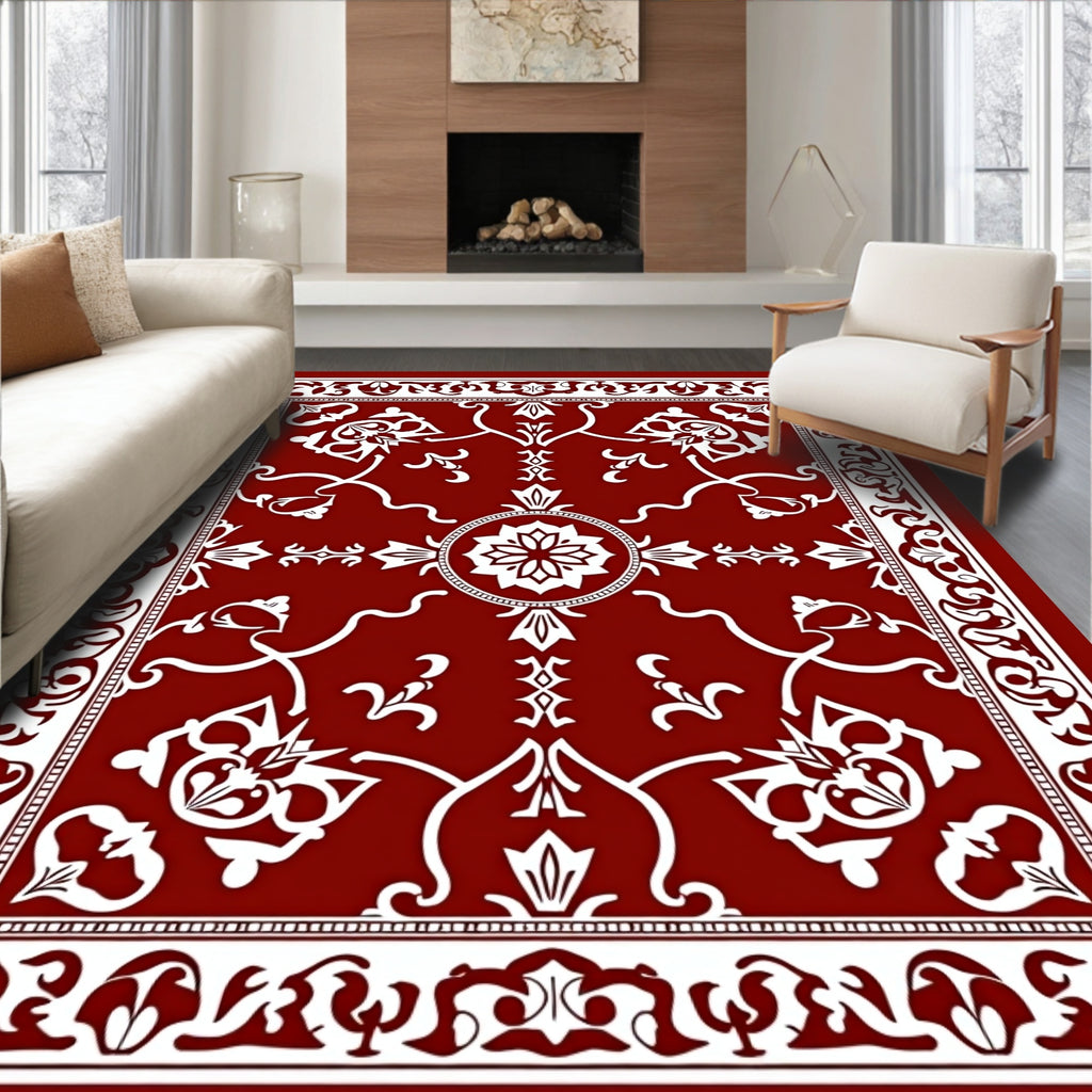 Classic Floral Vine Border Design Rug