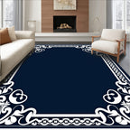 Elegant Floral Scrollwork Border Rug