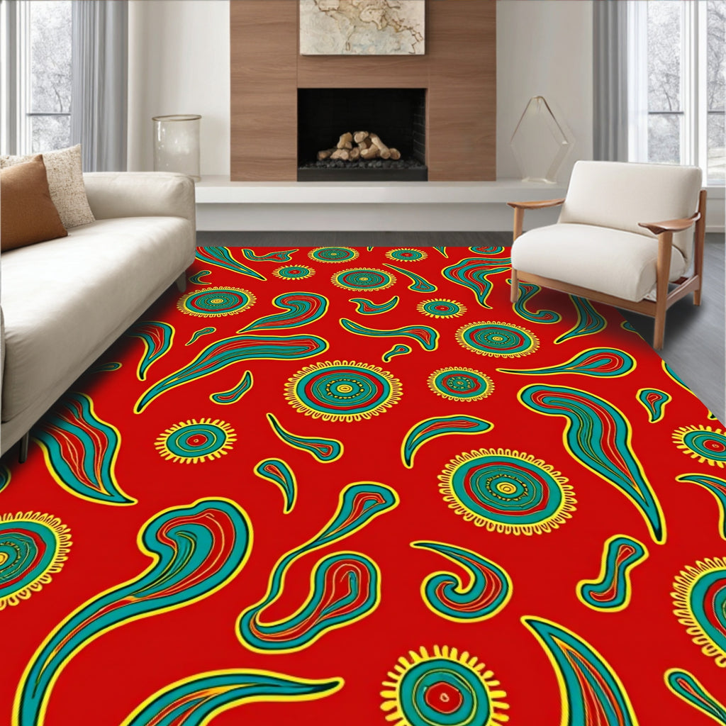 Abstract Swirl Sunburst Pattern Rug