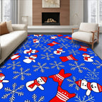 Festive Snowmen And Snowflakes Rug