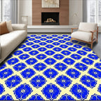Classic Blue Floral Geometric Pattern Rug