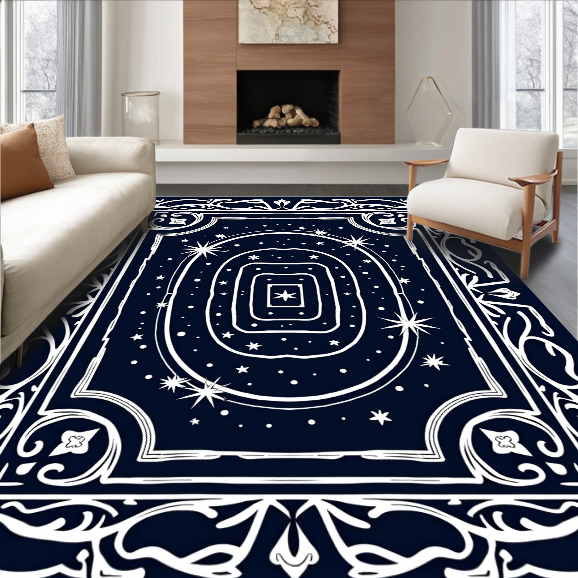 Celestial Night Star Constellation Rug