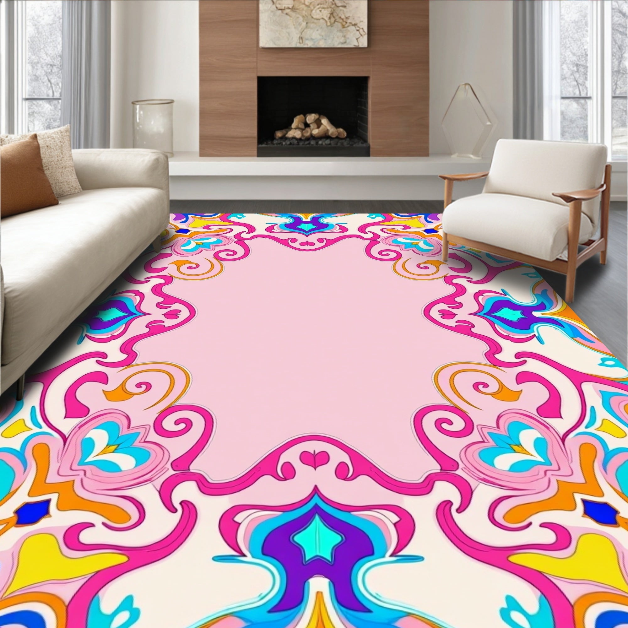 Vibrant Swirls Pastel Patterned Rug