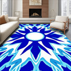 Bold Blue White Floral Mandala Design Rug