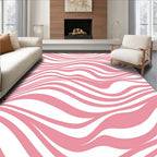 Pink White Wavy Stripe Pattern Rug