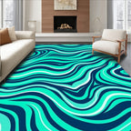 Aqua Swirl Abstract Pattern Rug