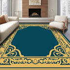 Ornate Gold Floral Border Rug
