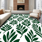 Dark Green Leaf Pattern Rug