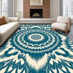 Mandala Teal Cream Radiating Pattern Rug