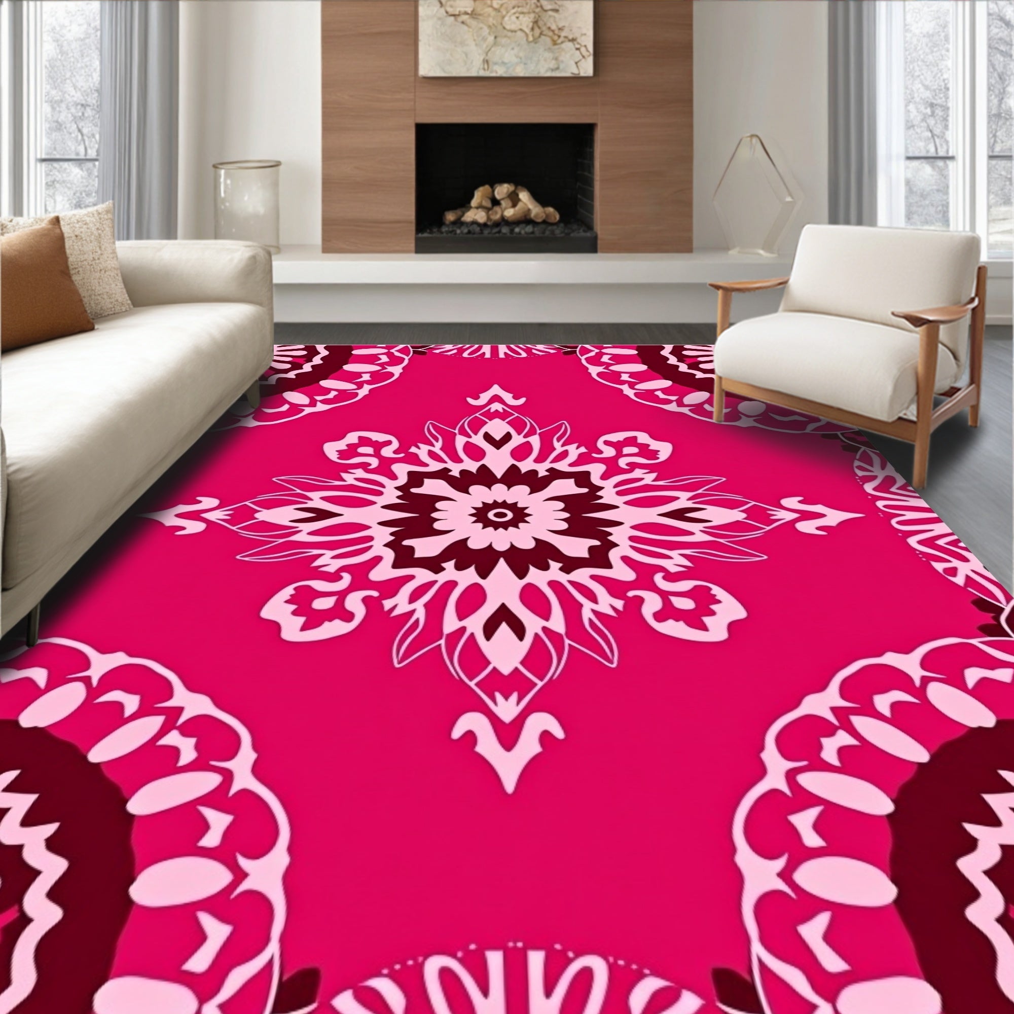 Floral Mandala Pink Pattern Rug