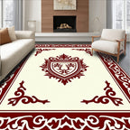 Ornate Crest With Decorative Border Design Rug