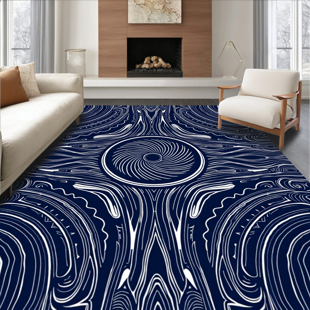 Intricate Swirl And Line Art Design Rug