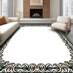Ornate Green and Gold Filigree Border Rug