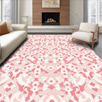 Pink Pastel Geometric Medallion Pattern Rug
