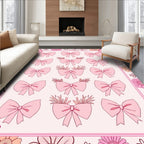Pink Bows Floral Pattern Rug