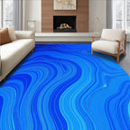 Vibrant Blue Swirl Abstract Pattern Rug