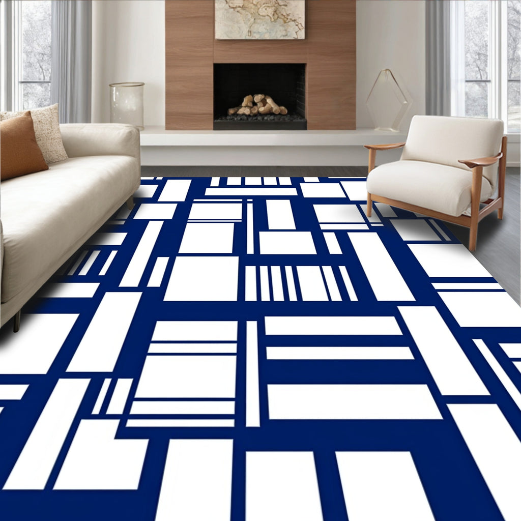 Geometric Rectangles Modern Design Rug