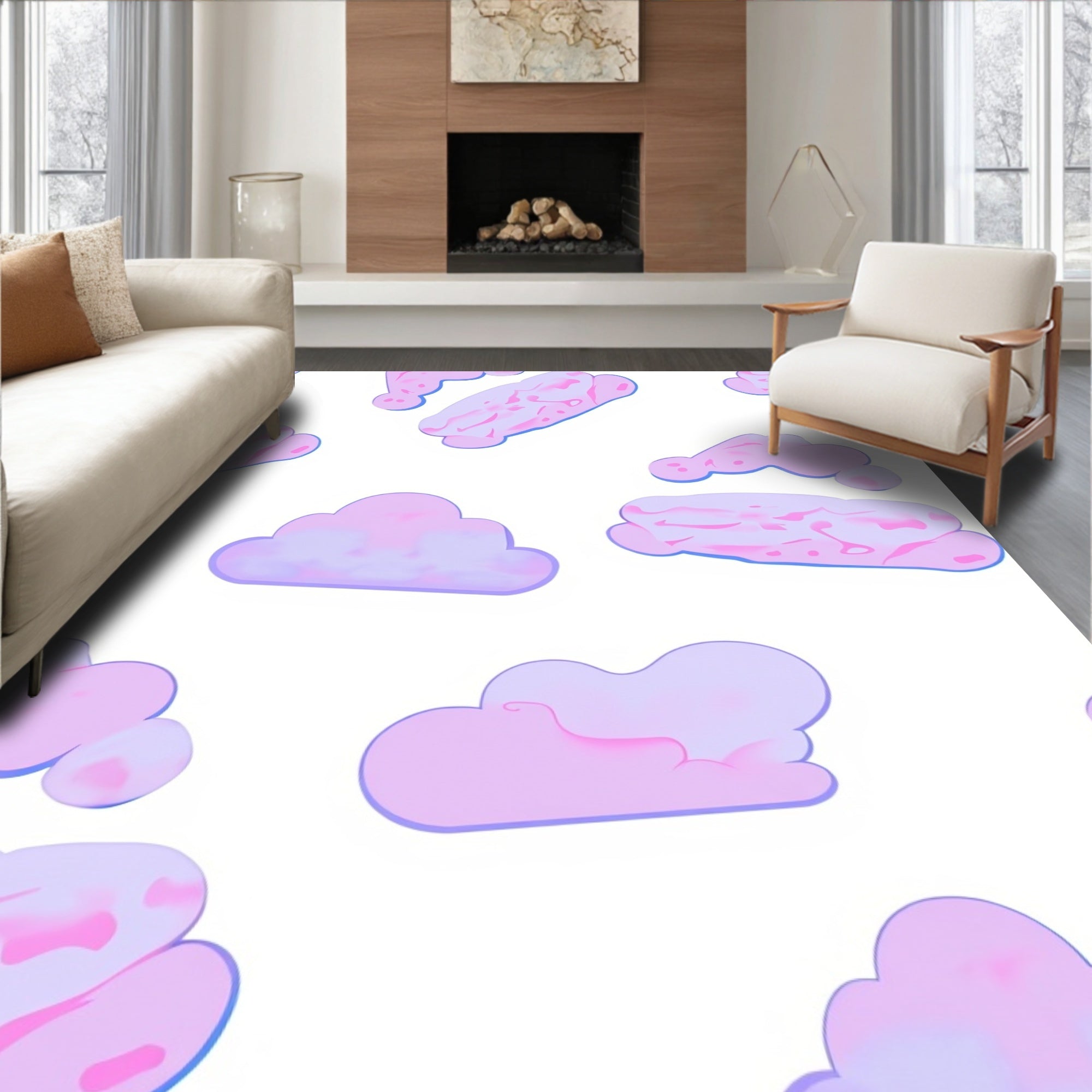 Pink Cloud Pattern Design Rug