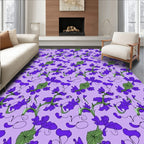 Purple Floral Sketch Pattern Rug