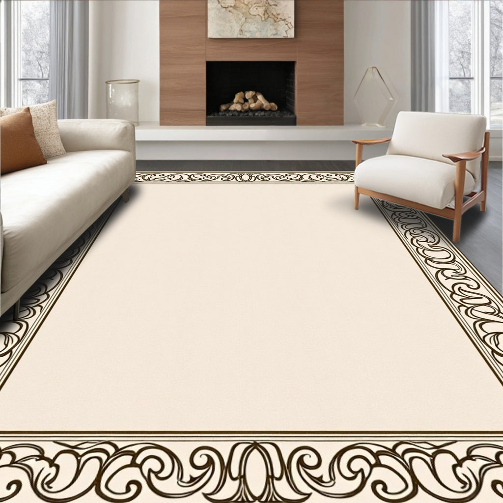 Elegant Swirl Border Pattern Rug